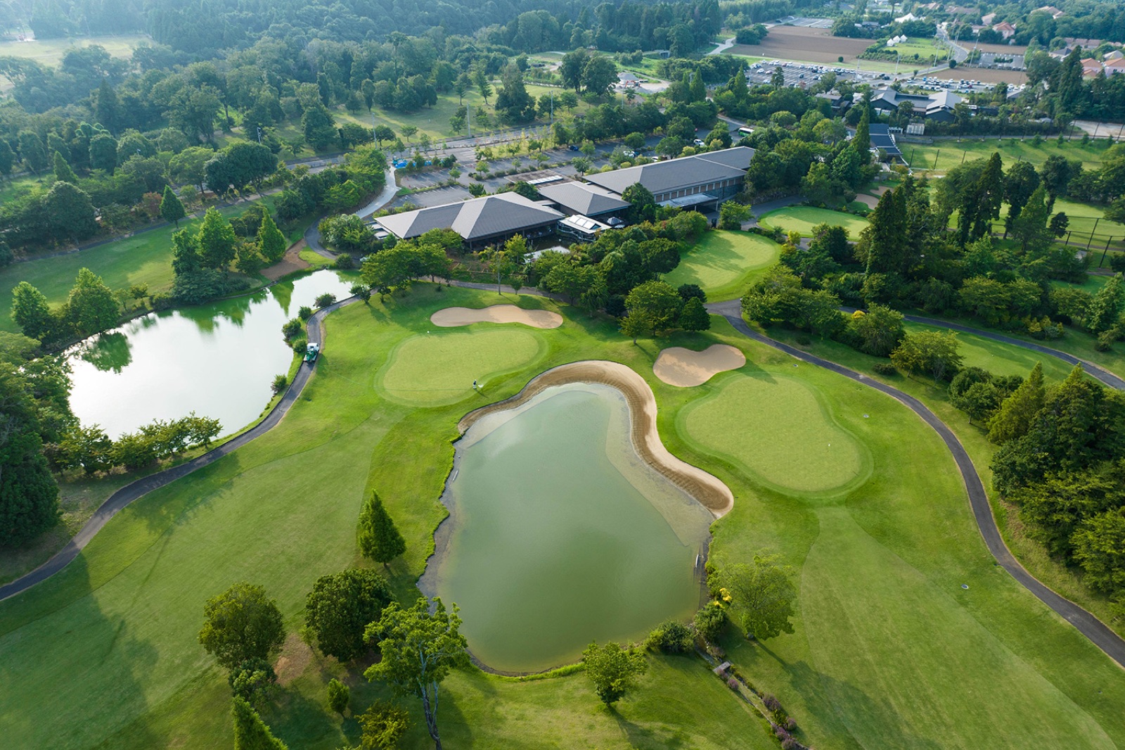 Creek and green at Chiba Birdie Club