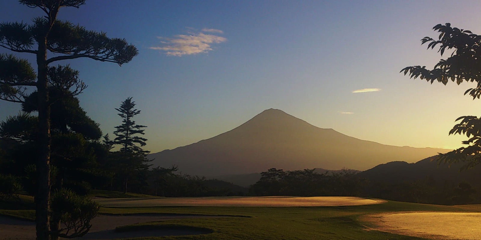 Mt. Fuji at dusk over Fugaku Country Club